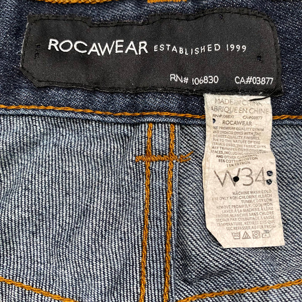 Rocawear Y2K Dark Wash Wide Leg Hip Hop Jeans 34 (36 x 30.5)