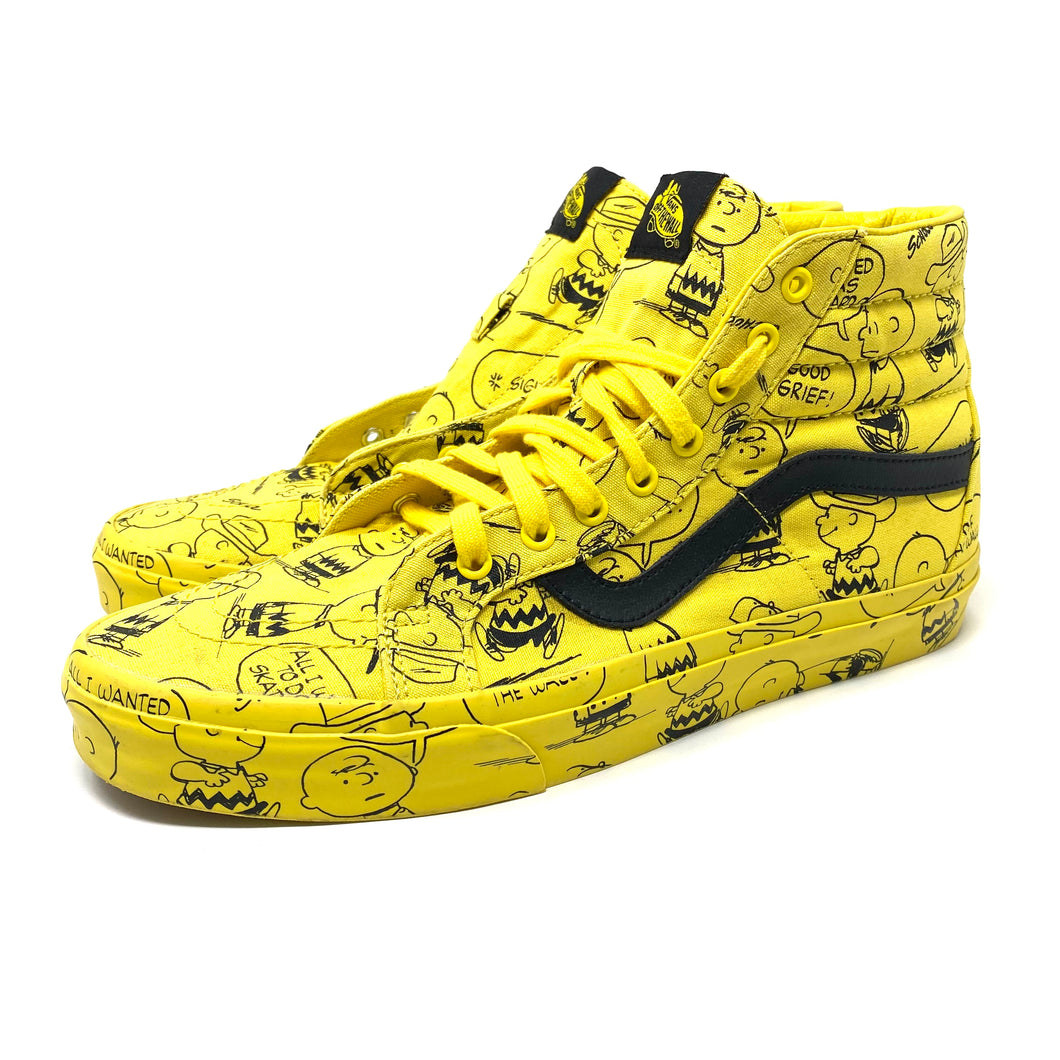 Vans Sk8 Hi Peanuts Charlie Brown All Over Print Sneakers Men s Size 1 Subtle Flex Streetwear