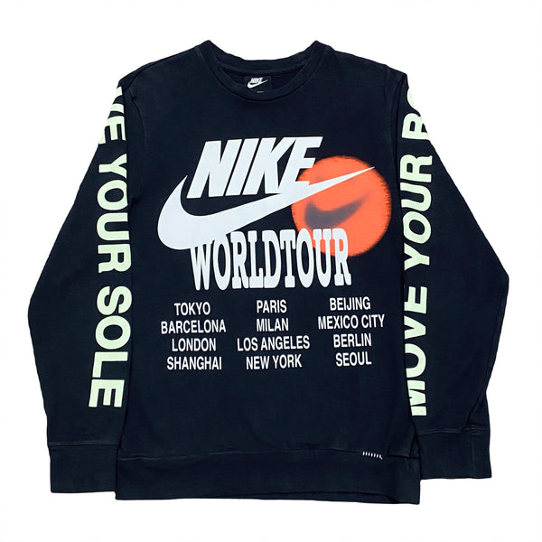 Nike Sportswear World Tour Glow In The Dark DA0629-010 Long Sleeve Shirt Mens XS