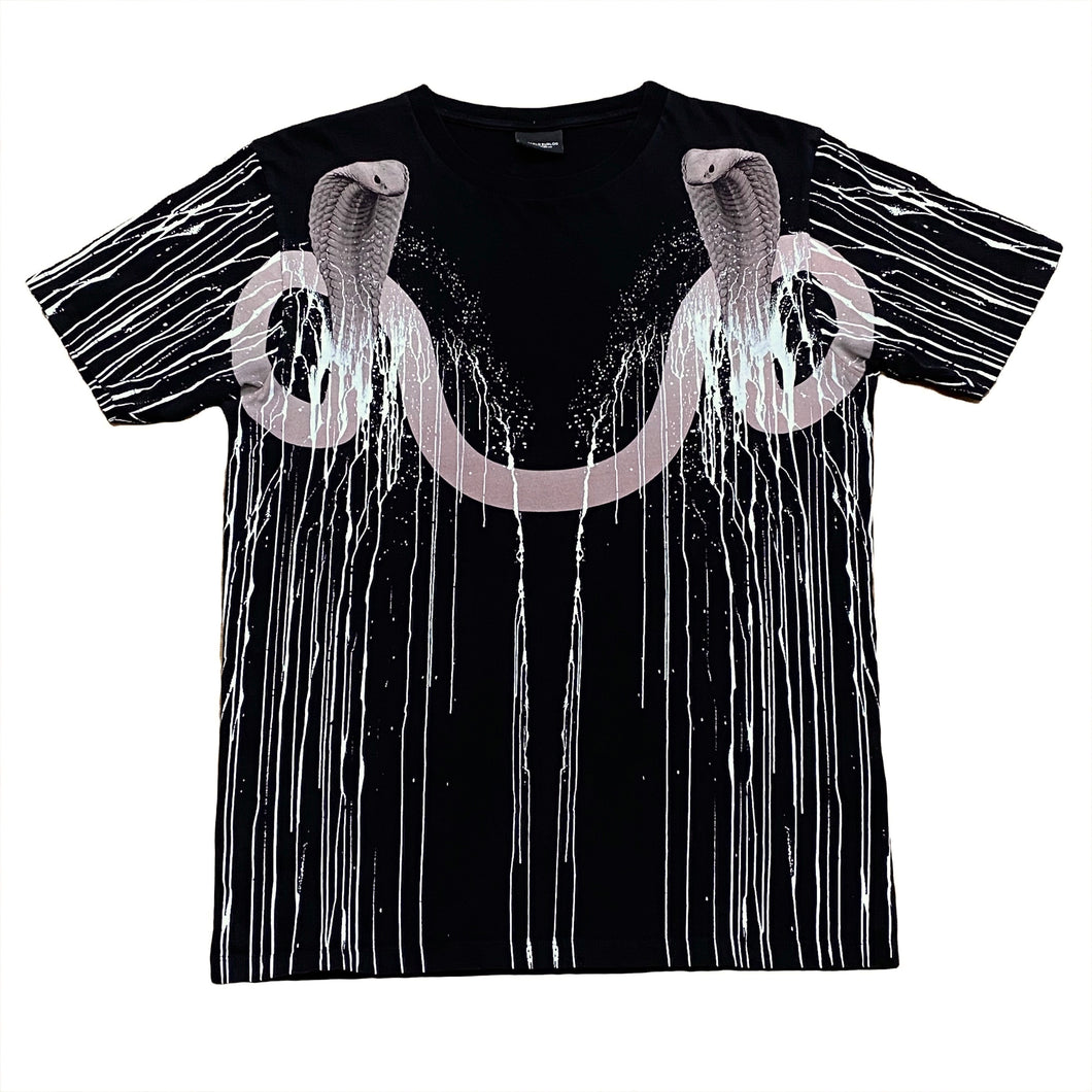 Marcelo Burlon County Of Milan Black Double Headed Snake Paint Drip T-Shirt XS