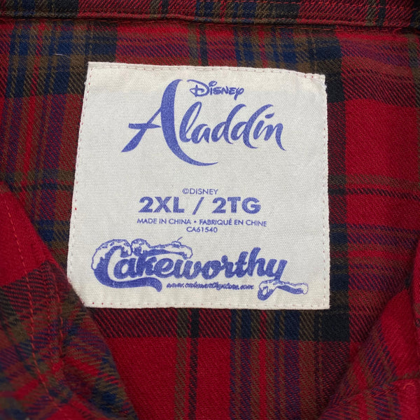 Cakeworthy Disney Aladdin Diamond In The Rough Tartan Plaid Flannel Shirt 2XL