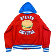 Load image into Gallery viewer, Steven Universe 2017 Cartoon Network Hamburger Hooded Varsity Jacket Men’s Small
