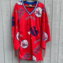 Load image into Gallery viewer, Vintage 90’s Hardwood Classics GIII by Carl Banks NBA Philadelphia 76ers All Over Print Dress Women’s XL
