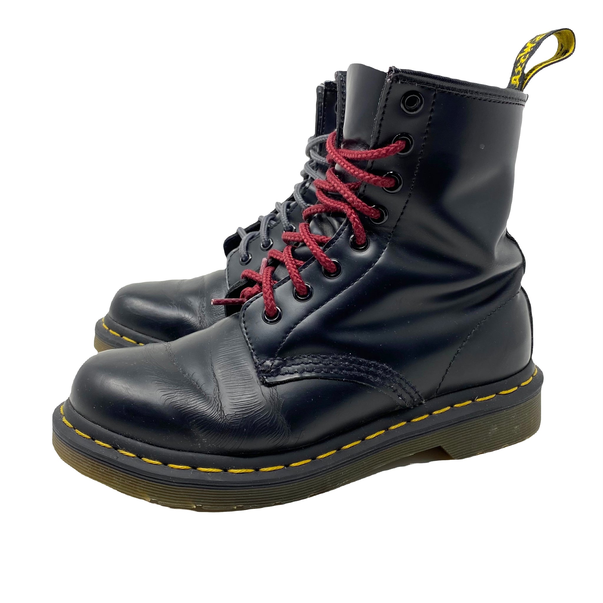 Dr. Martens Original 1460 Smooth Black Leather Lace Up Boots Women s S Subtle Flex Streetwear